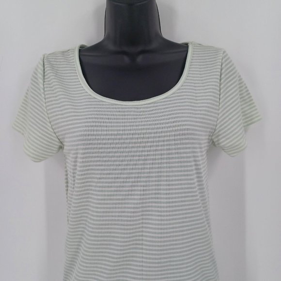 BODY GLOVE Sz L Ribbed Knit Cover Up Dress Casual Beach Stripe Green Preppy Surf - Picture 4 of 10